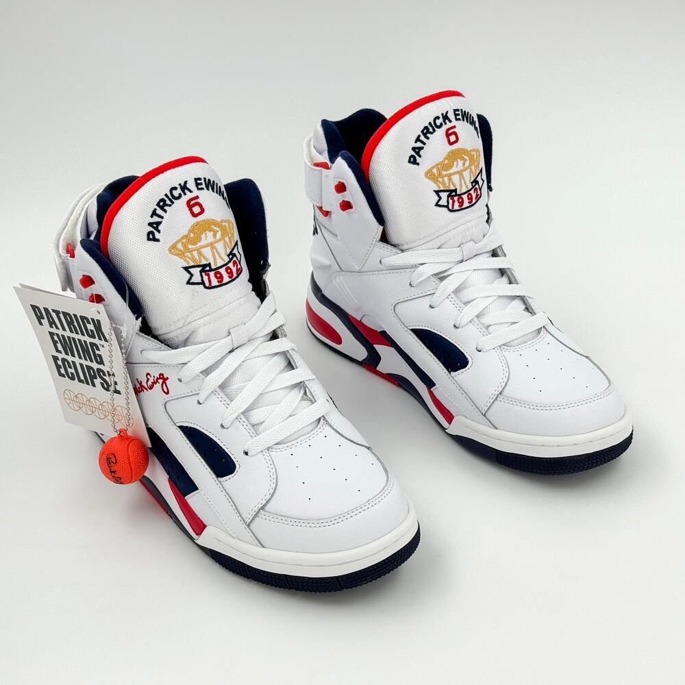 Ewing Athletics Eclipse OG White Navy Red High Top Basketball Sneakers NIB